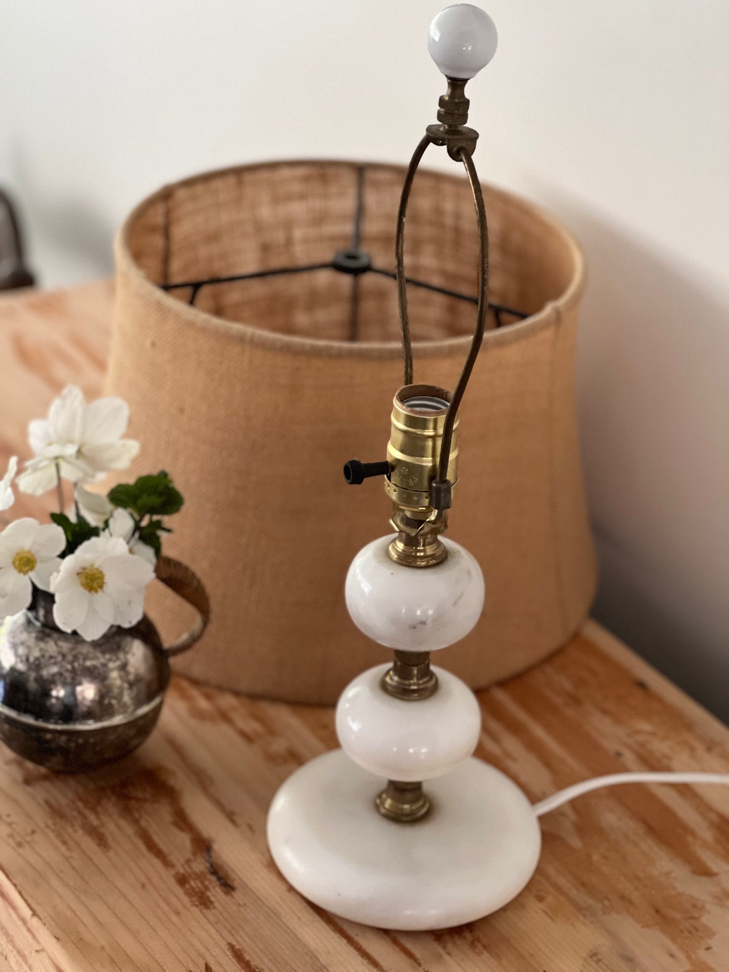 Vintage Marble & Brass Lamp