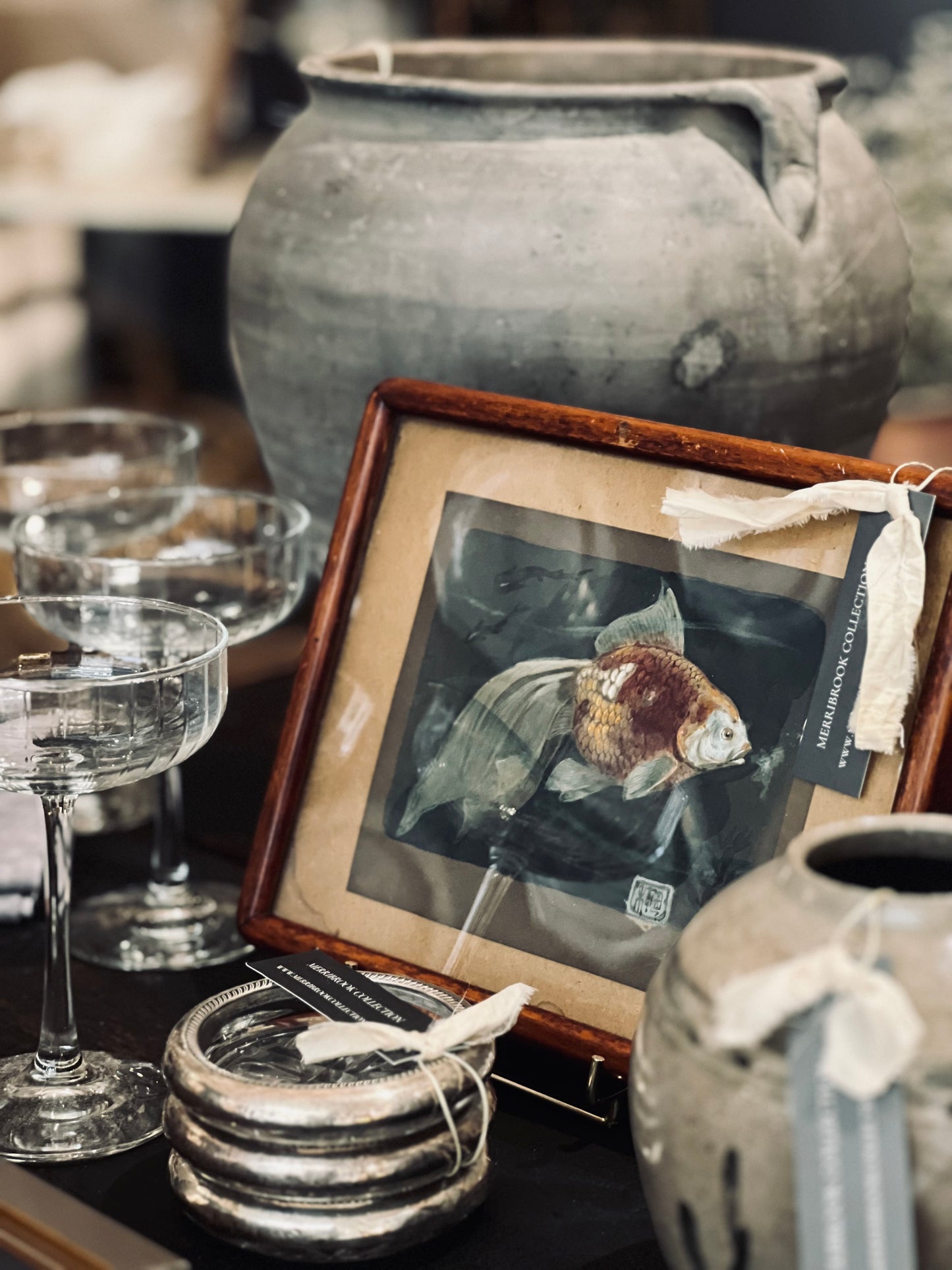 Vintage Asian Fish Painting