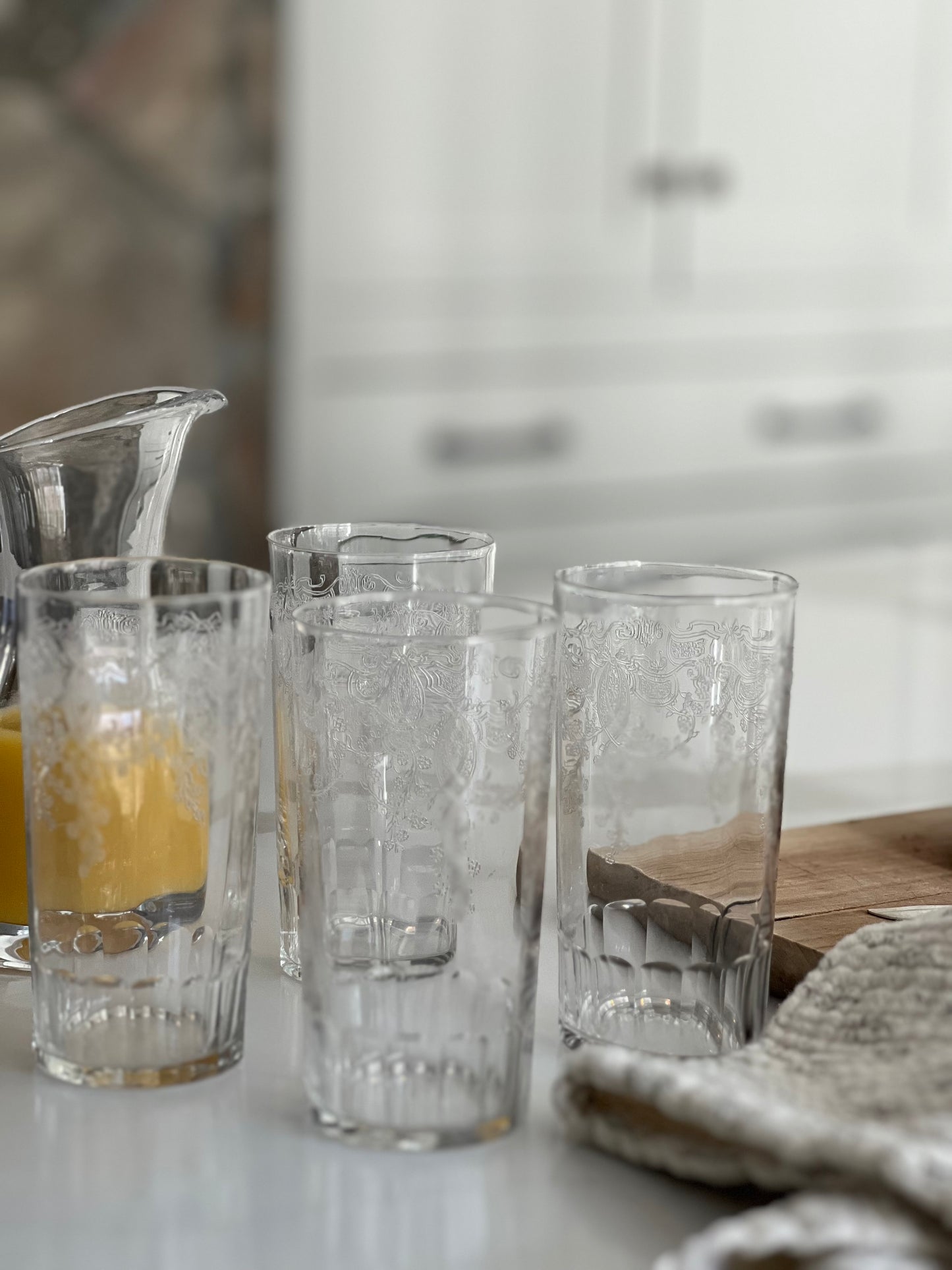 Victorian Etched Juice Glasses (set of 4)