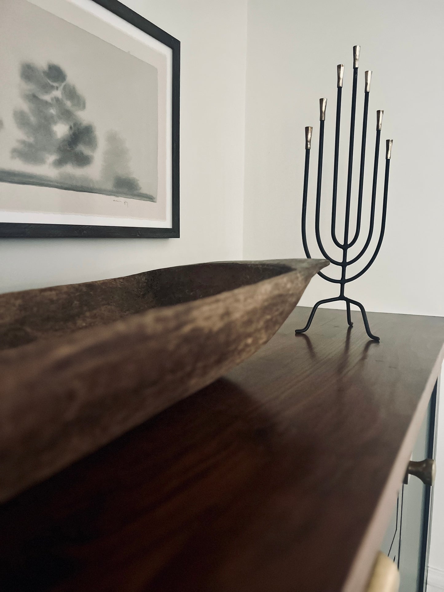 Mid Century Brass Tipped Candelabra