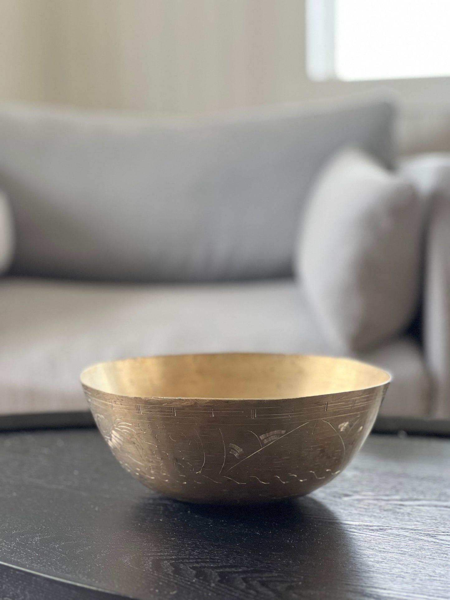 Vintage Brass Etched Bowl