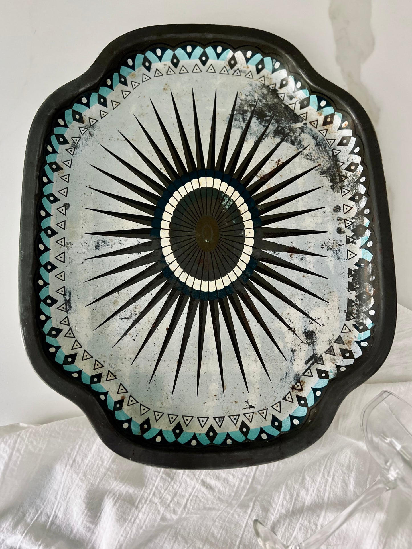 Art Deco Metal Painted Tray