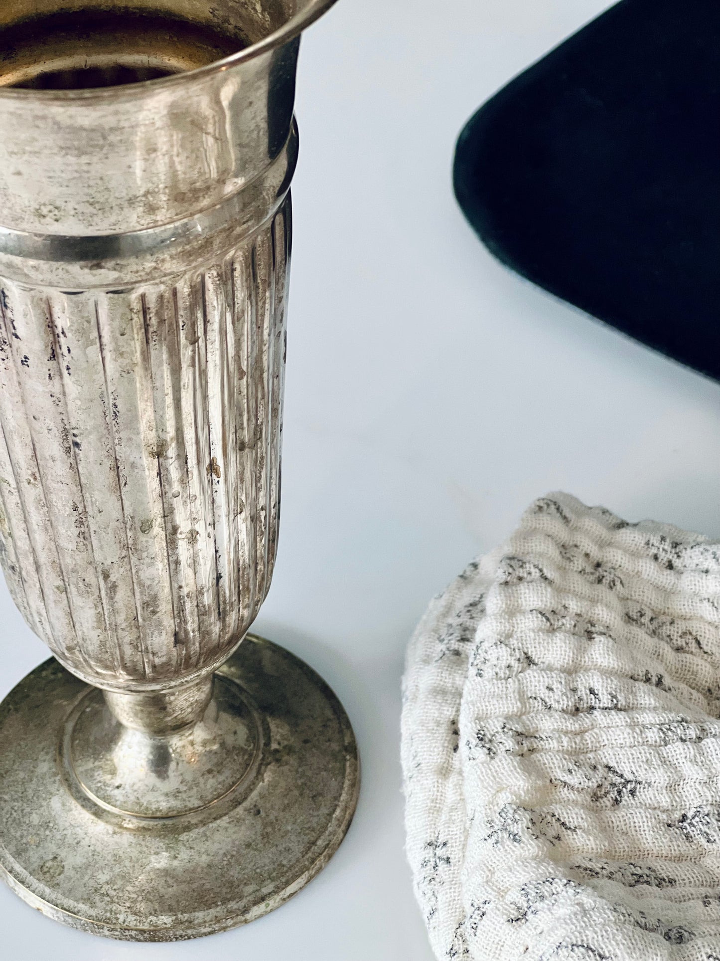 Fluted Silver Vase