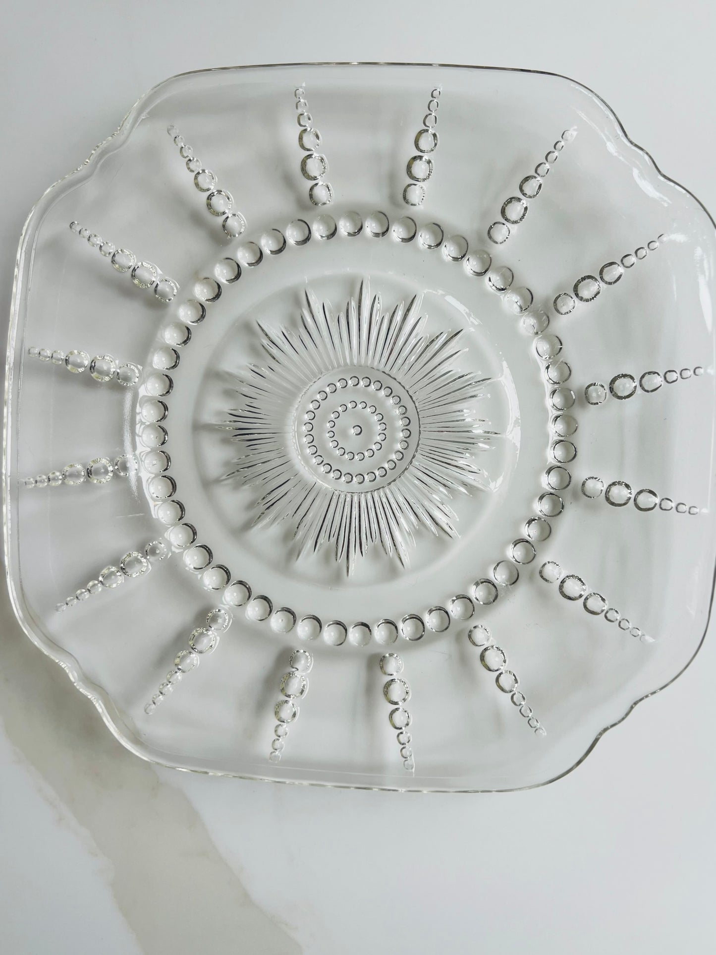 1930's Glass Starburst Plates (Set of 8)