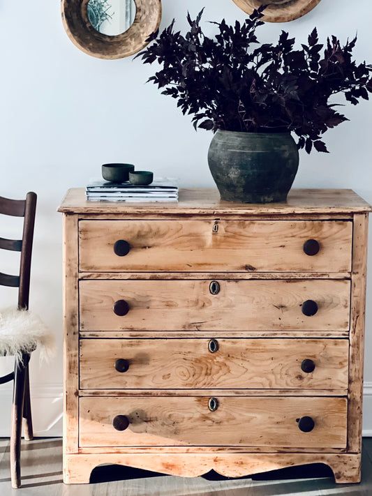 Antique 4 Drawer Pine Dresser