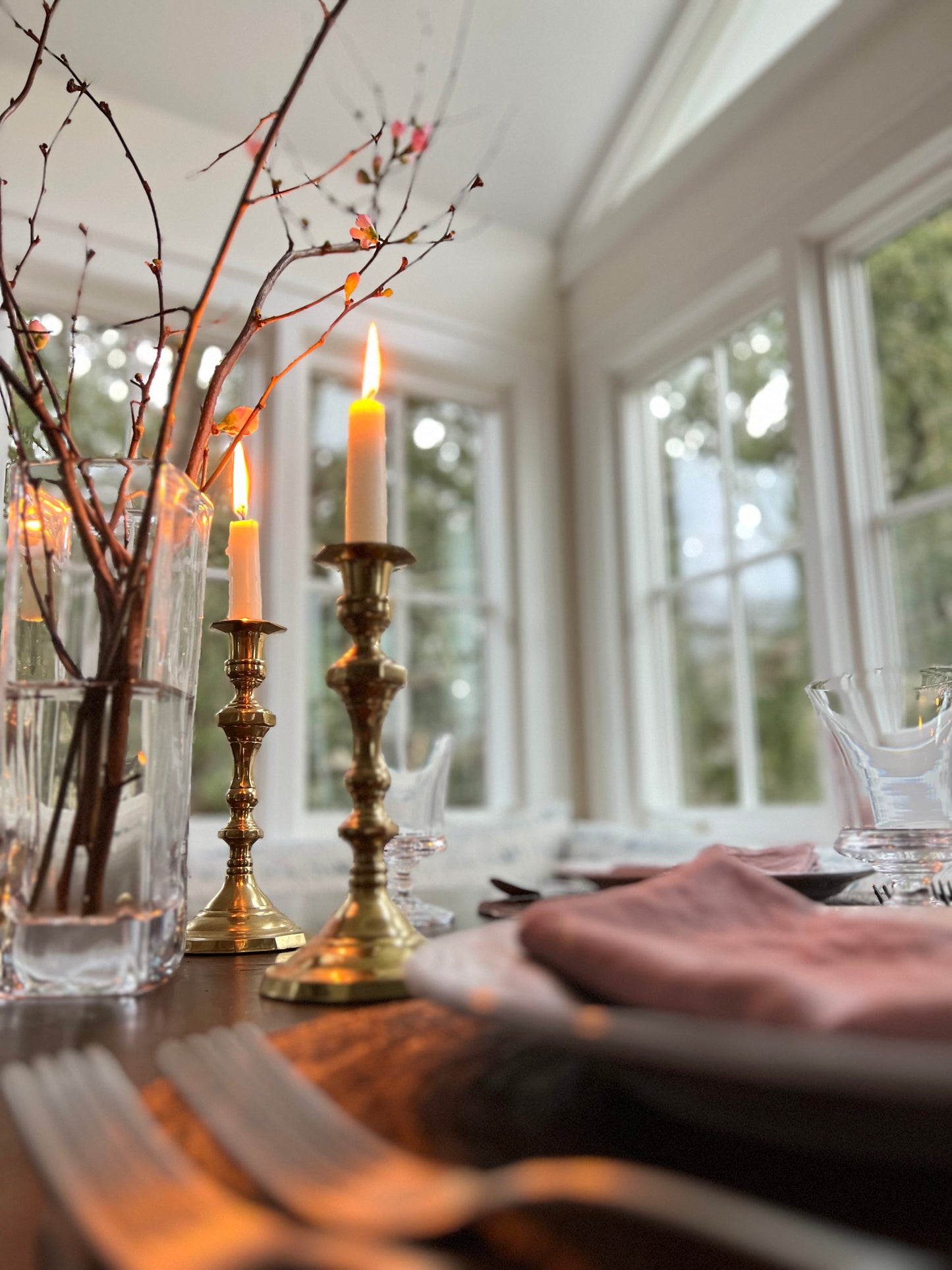 Vintage Lacquered Brass 8" Candlesticks