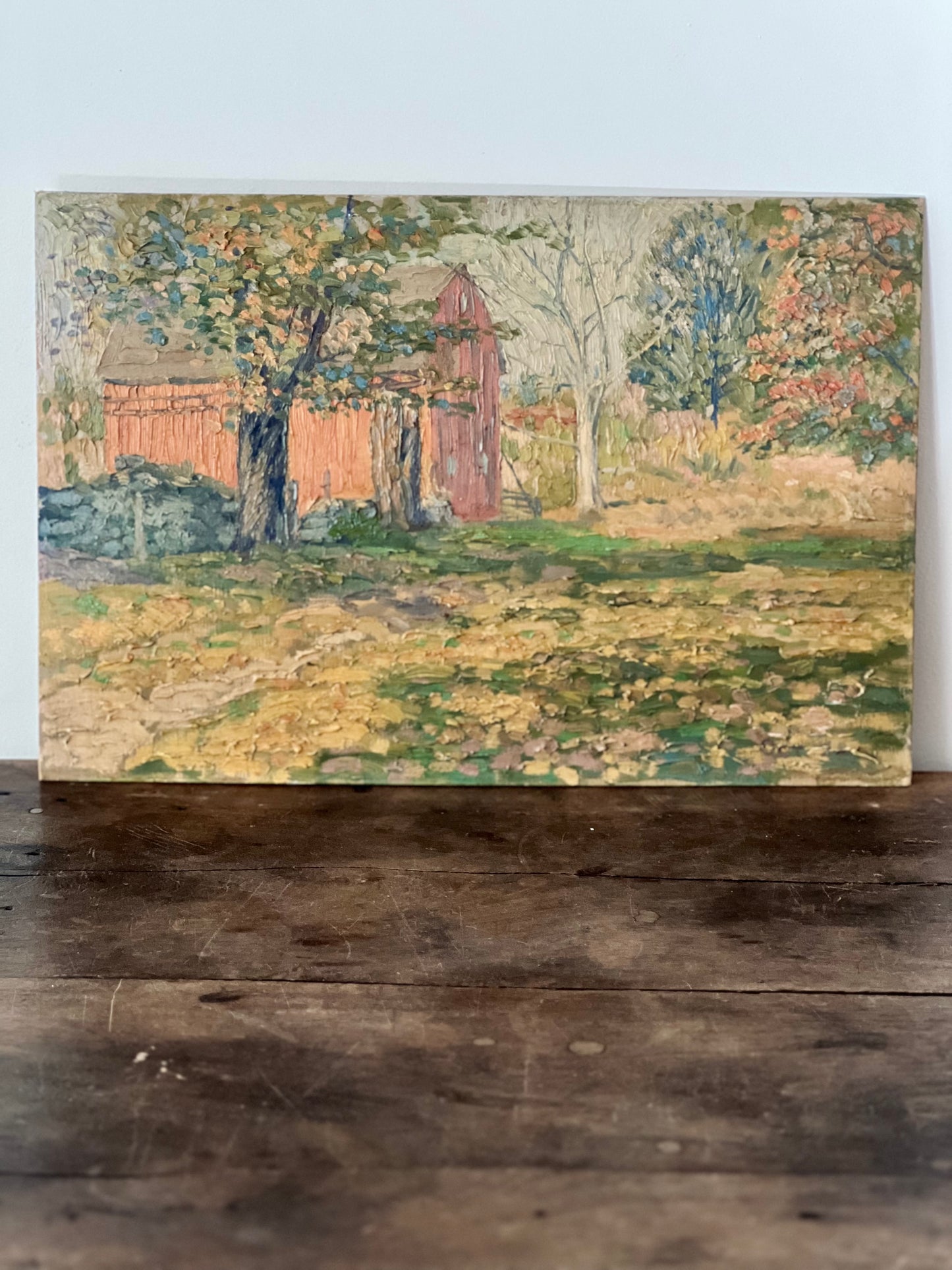 1928 Red Barn Oil Painting