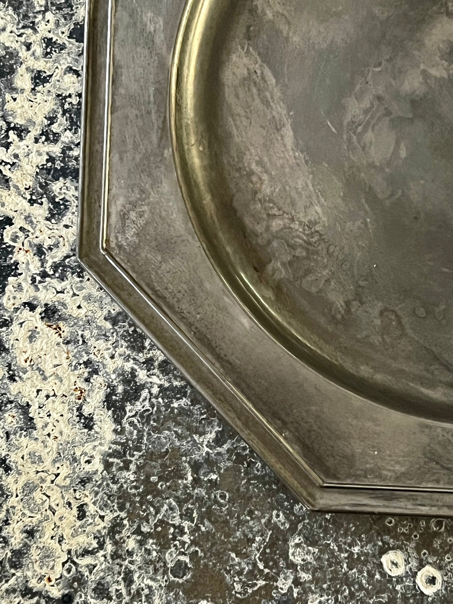 Vintage Octagonal Pewter Plates