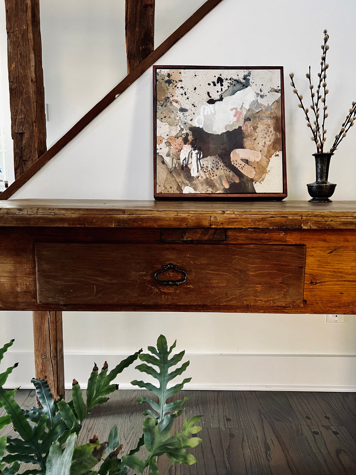 Antique Farm Table with Double Drawers